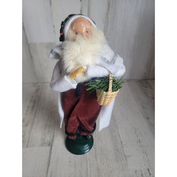 Byer's Choice 1987 santa claus white clock basket xmas - Picture 1 of 8